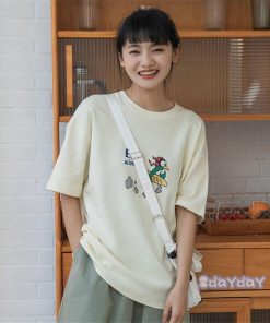 トップス カジュアル 半袖 Tシャツ 着痩せ 夏 ゆるい BF風 レディース 10代20代30代40代 原宿系 韓国ファッション