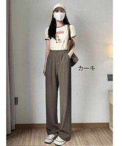 ワイドパンツ レディース ロング丈 黒スラックス スリット ラッパズボン ボトムス ハイウエスト 大きいサイズ ビジネス おしゃれ オフィス 通勤 着痩せ OL