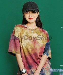 ストリート風 Tシャツ レディース ダンス トップス 夏 ヒップホップ 原宿系 韓国ファッション タイダイ柄 BF風 半袖 ゆるい カジュアル