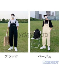 オーバーオール メンズ ゆとり 純色 ロングパンツ オールインワン サロペット ボトムス 春夏秋 新作 お洒落 男性 カジュアル 2色 おしゃれ 大きいサイズ 作業服