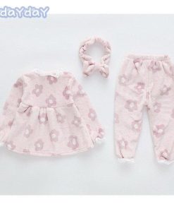 2点セット 子供パジャマ 女の子 冬用 キッズ ルームウェア ふわふわ モコモコ 長袖 上下セット ベビー服 ジュニア 可愛い 寝巻き 寒さ対策 ナイトウェア 部屋着