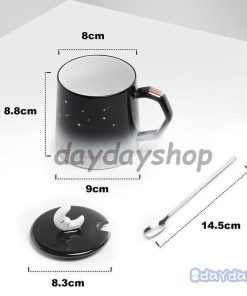 ブラック キッチン用品 コーヒーカップ 蓋つき グラデーションカラー マグカップ コップ ティーカップ 星空 月 食器 お茶用品 星