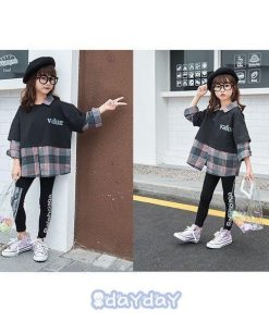 子供服 セットアップ キッズ 女の子 春秋 上下セット 長袖 切り替えシャツ+ロングパンツ ジュニア カジュアル 可愛いシンプル 普段着 お出かけ おしゃれ 通学着