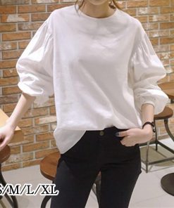 Tシャツ ボリューム袖 レディース 無地 綿 ベーシック シンプル 白 黒 UV対策 カットソー 大きいサイズ 新作 40代 30代 20代