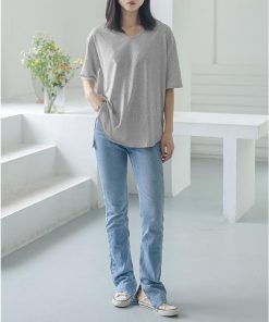 Tシャツ レディース 春夏 40代 半袖 Vネック ニットトップス 白Tシャツ 無地 綿 ショット丈ニットソー ゆったり カットソー おしゃれ 50代 大人 30代