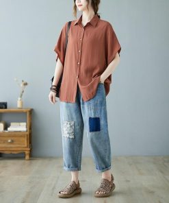 ブラウス レディース 夏 綿麻 40代 新作 韓国風 Vネック シャツ 白 ブラウス 半袖 トップス ブラウス 大人 通勤 50代 30代 シャツ ゆったり おしゃれ