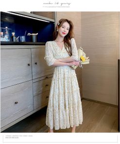 ワンピース レディース 40代 マキシワンピース 春夏 半袖 花柄 シフォン フレアスカート きれいめ 韓国風 大人 上品 20代 ゆったり 大きいサイズ 50代 30代