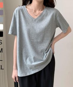 Tシャツ レディース トップス 40代 半袖 綿 Vネック 春夏 カットソー 新作 大きいサイズ シンプル UVカット 韓国風 20代 かわいい 40代 30代 おしゃれ