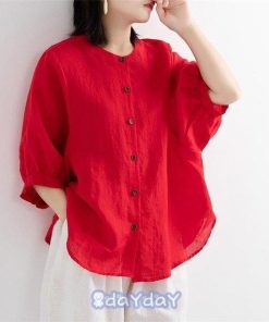 ブラウス Tシャツ レディース 綿麻混風 シャツ プルオーバー トップス Tシャツ カットソー コットンリネン おしゃれ 夏 ゆったり ママコーデ 40代 30代 50代