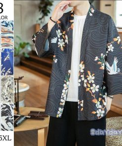 羽織 男性用 メンズ 浴衣風 甚平 着物 はおり アウター 刺繍 復古 和式 涼しい 夏服 カジュアル 夏 花火大会