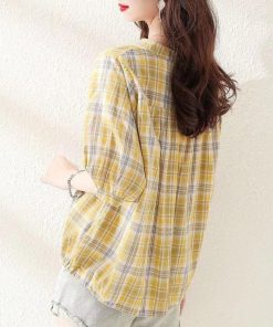 チェック柄シャツ 30代 レディース オシャレブラウス 五分袖トップス ゆったりシャツ 大人 ブラウス上品 40代 50代 春夏新作 ブラウス 通勤OL