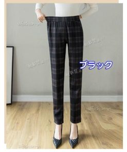 テーパードパンツ レディース 秋冬 ズボン チェック柄 暖かい チェック柄 ボトムス 大きいサイズ 女性 ハイウエストパンツ 韓国風 20代 50代 30代 あったか