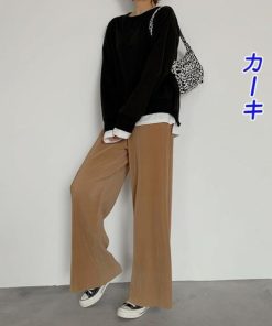 ワイドパンツ レディース 秋冬 バギーパンツ ボトムス 黒 ロング 美脚 韓国風 おしゃれ 20代 30代 40代 新作 ロング ズボン ゆったり あったか ハイウエスト