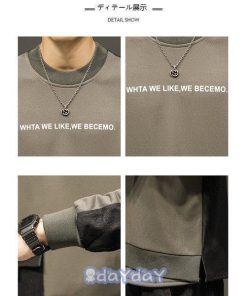 Tシャツ メンズ 秋冬 長袖 ロンT切り替え 配色丸い襟  シンプル 大きいサイズ インナー トップス メンズ おしゃれ 紳士服 20代30代40代 ゆったり カジュアル