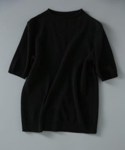 ショット丈ニットソー 30代 白Tシャツ おしゃれ 大人 40代 レディース 半袖 レション ニットトップス 春夏 Tシャツ 50代 ゆったりカットソー