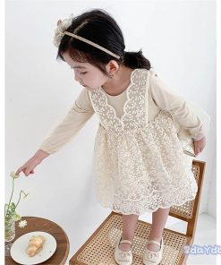 子供服 ワンピース 韓国子供服 女の子 キッズ 春 長袖 レースワンピース チュール 子供ドレス Dress 子ども服 ベビー服 お姫様 可愛い カジュアル おしゃれ 新品