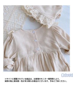 ロンパース ベビー キッズ つなぎ服 女の子 春 夏 長袖 コットン レース 無地 コンビネーション おしゃれ 可愛い 子供服 カジュアル オールインワン