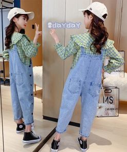 子供服 セットアップ 女の子 長袖 春秋 上下セット 韓国子供服 キッズ ジュニア Tシャツ デニムパンツ 長ズボン 小学生 おしゃれ 可愛い 通学着