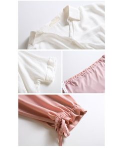 セットアップ マタニティ服 レディース ワイトパンツ 綿 麻 春夏 ママ 大きいサイズ 2点セット 大きいサイズ リボン マタニティーパンツ 妊婦服 40代 30代