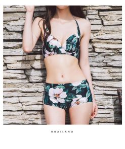 水着 レディース 体型カバー ビキニ 3点セット 花柄 ショットパンツ リゾート 小胸バンドゥ 水着セット 体型カバー ママ水着 40代 30代 スイムウェア 20代