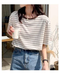 Tシャツ レディース 夏 半袖 綿 クルーネック カットソー トップス ボーダー柄 シンプル 透けない おしゃれ コーデ UVカット きれいめ 20代 30代 コットン 40代