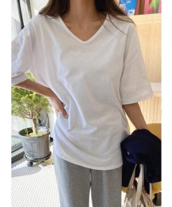 Tシャツ レディース 夏 半袖 綿 Vネック カットソー トップス シンプル 透けない おしゃれ コーデ UVカット きれいめ 40代 30代 20代 スリット