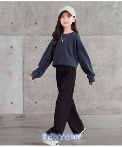 長袖 女の子 サロペット 子供服 トレーナー パーカ カジュアル キッズ ガールズ　トップス セットアップ 上下セット ワイドパンツ