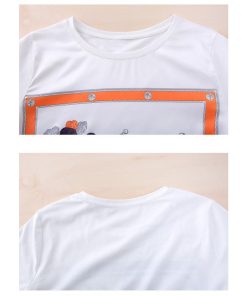 Tシャツ レディース 夏 プリント トップス 40代 半袖 カットソー 大きいサイズ シンプル UVカット 韓国風 新作 かわいい 20代 おしゃれ 30代