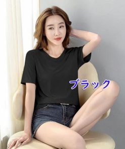 Tシャツ レディース 半袖 春 夏 トップス ミディアム丈 カットソー シンプル 無地 お洒落 可愛い おしゃれ かわいい UVカット ピンク 白 黒 緑 黄 茶 コーデ 紫