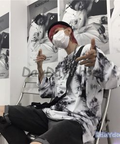 タイダイ Tシャツ メンズ レディース 長袖 ロング丈 トップス BF風 韓国ファッション 原宿系 ヒップホップ ダンス衣装 Oversize 大きいサイズ ストリート系