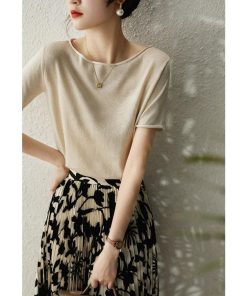 40代 レディース ゆったり 薄手 大人 30代 半袖Tシャツ ショット丈Tシャツ Tシャツ おしゃれ ニット 50代 半袖トップス 夏新作