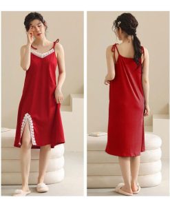ワンピースパジャマ リボン付き ゆったり 韓国風 夏 女性 綿 レディース ルームウェア 部屋着 大きいサイズ パジャマ 寝間着