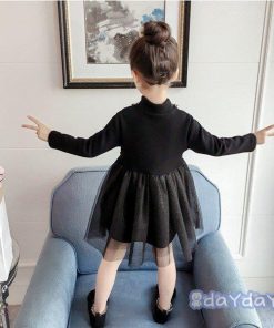 子供服 ワンピース キッズ 長袖 子供ドレス Dress 女の子 秋着 膝丈ワンピース シフォン ドット柄 韓国子供服 ジュニア 可愛い 通学着 おしゃれ カジュアル