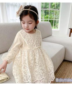 子供服 ワンピース 韓国子供服 女の子 キッズ 春 長袖 レースワンピース チュール 子供ドレス Dress 子ども服 ベビー服 お姫様 可愛い カジュアル おしゃれ 新品