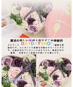 母の日ソープフラワー シャボンフラワー 石けんのお花 母の日造花ギフトフラワーボックス花 誕生日お祝い消臭 ハート型バレンタイン