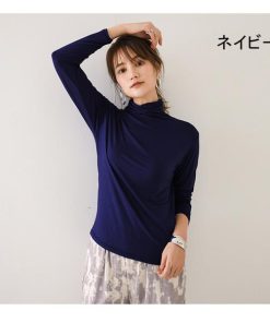 Tシャツ レディース 40代 綿 ハイネック カットソー 秋冬 韓国風 長袖 インナー 20代 30代 50代 トップス 大きいサイズ おしゃれ 体型カバー ゆったり 大人