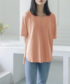 Tシャツ レディース 春夏 40代 半袖 Vネック ニットトップス 白Tシャツ 無地 綿 ショット丈ニットソー ゆったり カットソー おしゃれ 50代 大人 30代