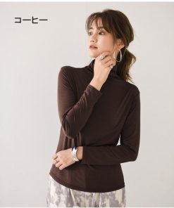 Tシャツ レディース 40代 綿 ハイネック カットソー 秋冬 韓国風 長袖 インナー 20代 30代 50代 トップス 大きいサイズ おしゃれ 体型カバー ゆったり 大人