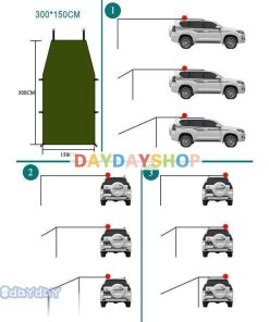 カーサイドタープ 車 タープ サイド テント キャンプ シェルター 車用 ルーフテント 車中泊 日よけ 雨 天幕 アウトドア 簡易テント 野外 3-4人用 お釣り