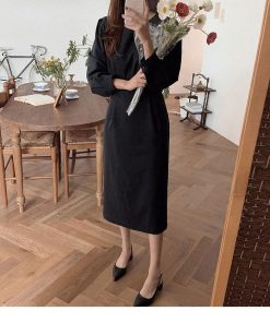 ワンピース きれいめ 着やせ 長袖 春 おしゃれ きれいめ 大人 かわいい パフスリーブ 30代 40代 50代 ロング 結婚式ドレス ゆったり マキシワンピース スカート