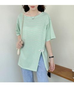 Tシャツ レディース 夏 半袖 綿 クルーネック カットソー トップス ボーダー柄 シンプル 透けない おしゃれ コーデ UVカット きれいめ コットン 40代 30代 20代