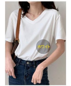 Tシャツ レディース トップス 40代 半袖 綿 Vネック 春夏 カットソー 新作 大きいサイズ シンプル UVカット 韓国風 20代 かわいい 40代 30代 おしゃれ