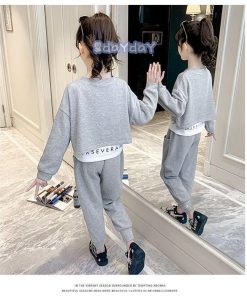 子供服 セットアップ 女の子 長袖 春秋 上下セット 韓国子供服 キッズ ジュニア Tシャツ ロング丈パンツ 可愛い 小学生 おしゃれ 通学着