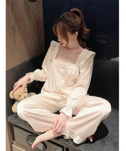 ルームウェア レディース 春夏 長袖 パジャマ レーヨン セットアップ 大きいサイズ ロングパンツ 上下セット 可愛い パジャマ 女性 寝間着 韓国風 部屋着