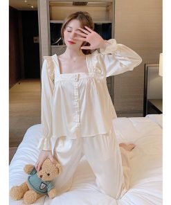 ルームウェア レディース 春夏 長袖 パジャマ レーヨン セットアップ 大きいサイズ ロングパンツ 上下セット 可愛い パジャマ 女性 寝間着 韓国風 部屋着