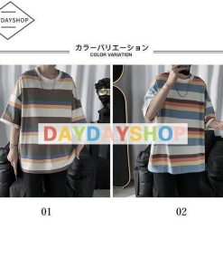 メンズ 5分丈袖Tシャツ クルーネック 色切り替え 半袖Tシャツ カットソー 半袖 ゆったり サマーTシャツ 五分丈袖 ボーダー柄 夏Tシャツ Tシャツ