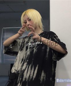 ゆるい トップス Tシャツ レディース ダンス BF風 ストリート風 半袖 韓国ファッション 原宿系 タイダイ柄 カジュアル 夏 ヒップホップ