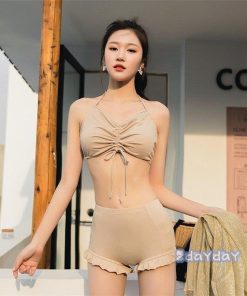 セパレート 体型カバー 韓国風 スイムウェア 女性用 3点セット 水泳 ブラウス 紫外線カット ファッション 水着 ビキニ タンキニ 水着 水着