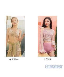 セパレート 体型カバー 韓国風 スイムウェア 女性用 3点セット 水泳 ブラウス 紫外線カット ファッション 水着 ビキニ タンキニ 水着 水着