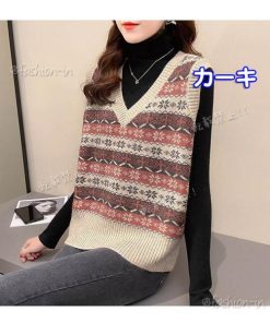 ニットベスト セーター レディース Vネック 40代 カットソー トップス 秋冬 韓国風 ベスト ガーリー ゆったり 大人 20代 おしゃれ 30代 可愛い